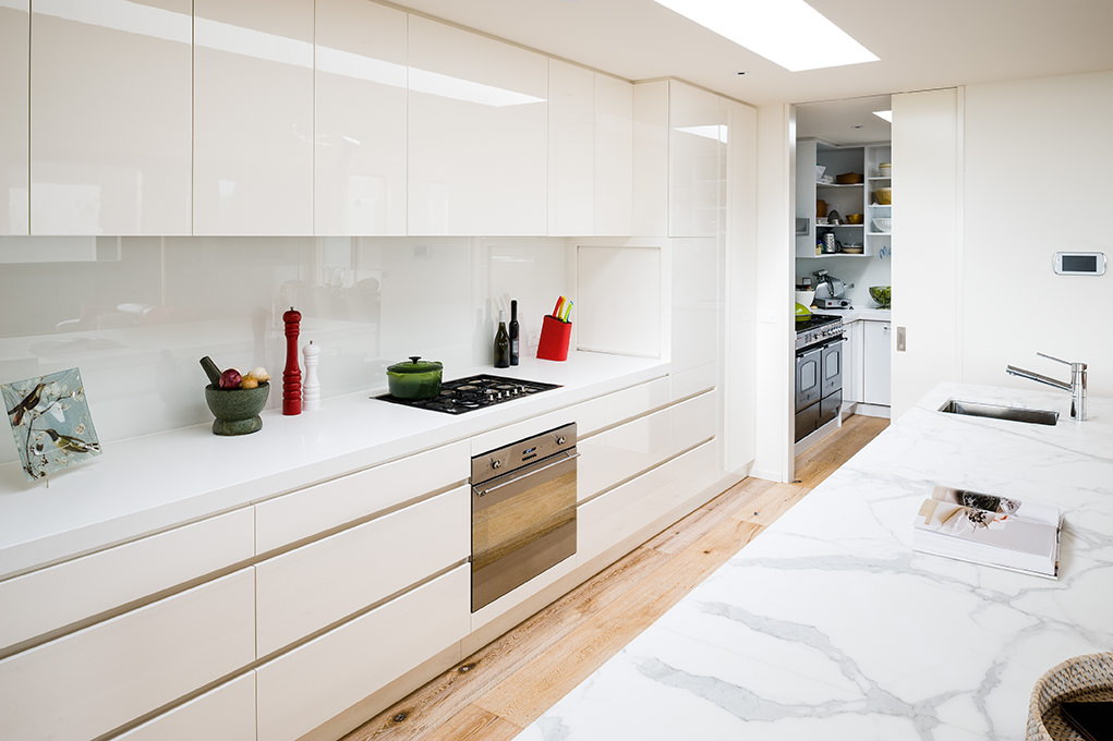 galley kitchen design with butlers pantry